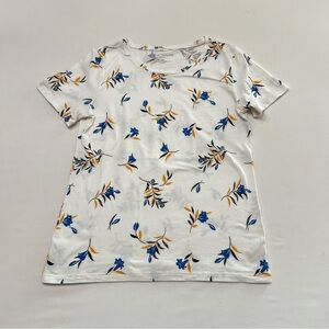 Ann Taylor Factory Short Sleeve Floral Print Tee Shirt Size XS Casual Cotton Tee